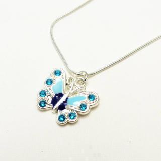 Náhrdelník, motýl s kamínky Barva: Modrá