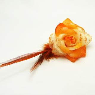 Oranžová růže, brož, 70mm