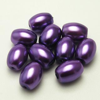 Oválné voskované perly, 8x11mm (10ks/bal) Barva: Fialová
