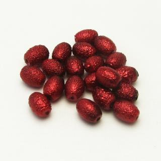 Oválné vroubkované perly, 5x7mm (20ks/bal) Barva: Červená