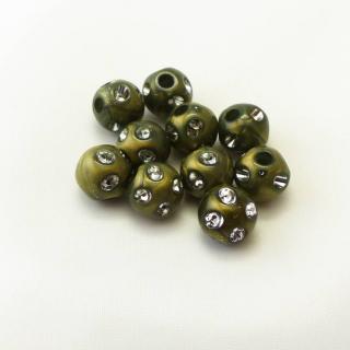 Plastové korálky, 9x10mm (10ks/bal) Barva: Khaki