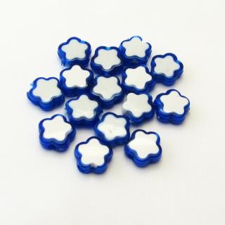 Plastové kytičky, 4x10mm (15ks/bal) Barva: Modrá, tmavá