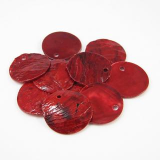 Přírodní perleť, červená, 15mm (10ks/bal)