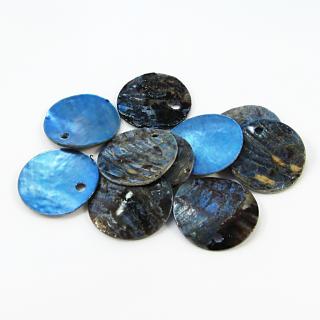 Přírodní perleť, modrá, 15mm (10ks/bal)