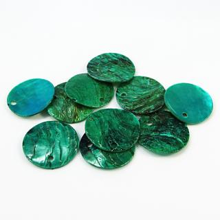 Přírodní perleť, zelená, 15mm (10ks/bal)