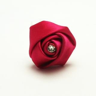 Růžová růže s kamínkem, 20mm, vlásenka