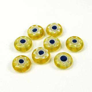 Skleněné kytičky, žluté, 10mm (4ks/bal)