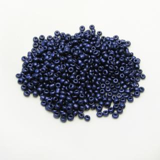 Skleněný rokajl, barevný, matný, 2mm (10g/bal) Barva: Modrá