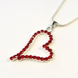 Třpytivé srdíčko, náhrdelník Barva: Červená