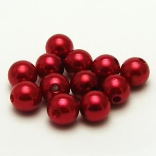 Voskované perly, 10 mm (12ks/bal) Barva: Červená
