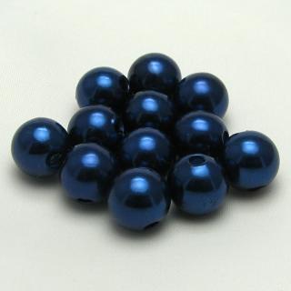 Voskované perly, 10 mm (12ks/bal) Barva: Modrá