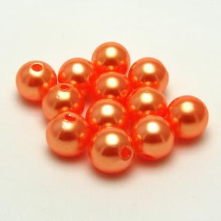 Voskované perly, 10 mm (12ks/bal) Barva: Oranžová