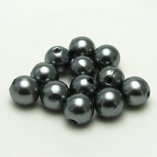Voskované perly, 10 mm (12ks/bal) Barva: Šedá
