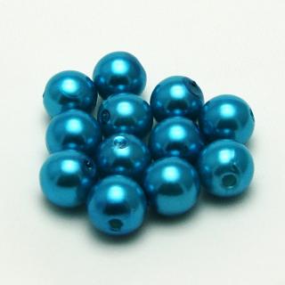 Voskované perly, 10 mm (12ks/bal) Barva: Tyrkysová