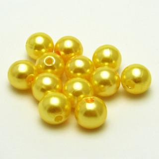 Voskované perly, 10 mm (12ks/bal) Barva: Žlutá