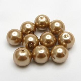 Voskované perly, 10mm (10ks/bal) Barva: Hnědá