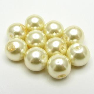 Voskované perly, 10mm (10ks/bal) Barva: Krémová