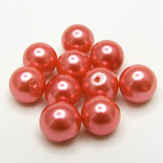Voskované perly, 10mm (10ks/bal) Barva: Oranžová