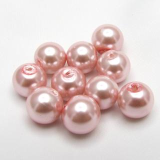 Voskované perly, 10mm (10ks/bal) Barva: Růžová, světlá