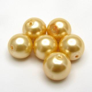 Voskované perly, 12mm (6ks/bal) Barva: Béžová