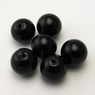 Voskované perly, 12mm (6ks/bal) Barva: Černá