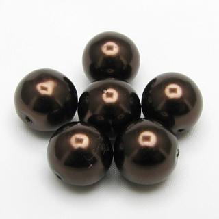Voskované perly, 12mm (6ks/bal) Barva: Hnědá, tmavá