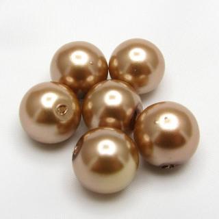 Voskované perly, 12mm (6ks/bal) Barva: Hnědá