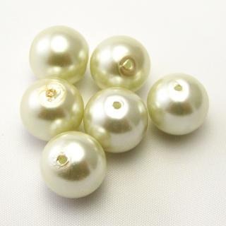 Voskované perly, 12mm (6ks/bal) Barva: Krémová