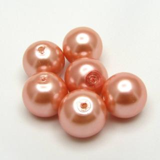 Voskované perly, 12mm (6ks/bal) Barva: Lososová