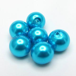 Voskované perly, 12mm (6ks/bal) Barva: Modrá