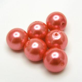 Voskované perly, 12mm (6ks/bal) Barva: Oranžová