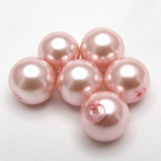 Voskované perly, 12mm (6ks/bal) Barva: Růžová, světlá