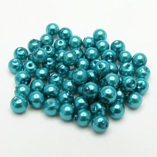 Voskované perly, 4mm (60ks/bal) Barva: Tyrkysová
