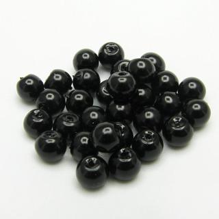 Voskované perly, 6mm (30ks/bal) Barva: Černá