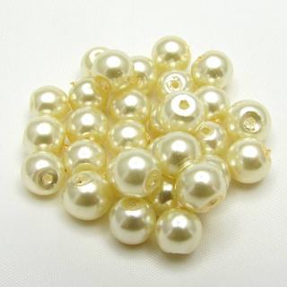 Voskované perly, 6mm (30ks/bal) Barva: Krémová