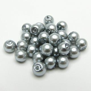 Voskované perly, 6mm (30ks/bal) Barva: Šedá