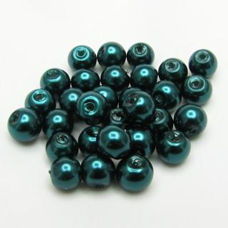 Voskované perly, 6mm (30ks/bal) Barva: Tyrkysová
