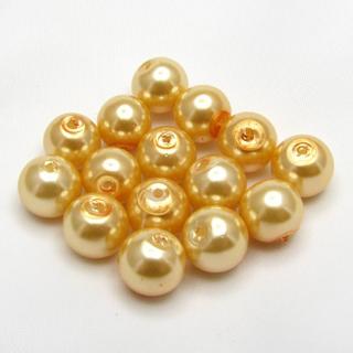 Voskované perly, 8mm (15ks/bal) Barva: Béžová