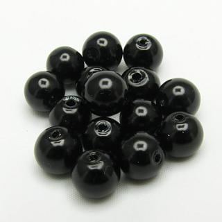 Voskované perly, 8mm (15ks/bal) Barva: Černá
