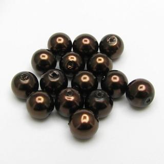 Voskované perly, 8mm (15ks/bal) Barva: Hnědá, tmavá