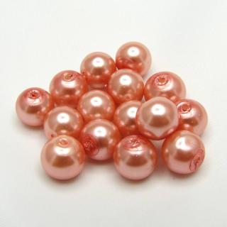 Voskované perly, 8mm (15ks/bal) Barva: Lososová