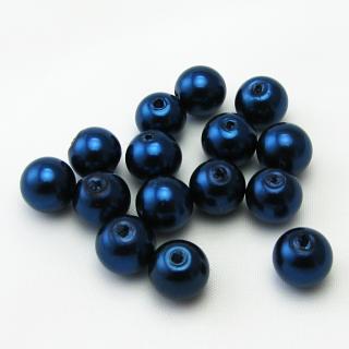 Voskované perly, 8mm (15ks/bal) Barva: Modrá, tmavá