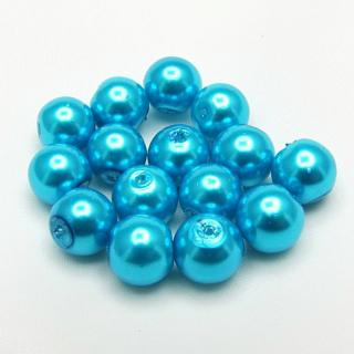 Voskované perly, 8mm (15ks/bal) Barva: Modrá