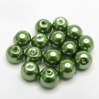 Voskované perly, 8mm (15ks/bal) Barva: Zelená