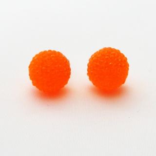 Vroubkované kuličky, náušnice, 10mm Barva: Oranžová