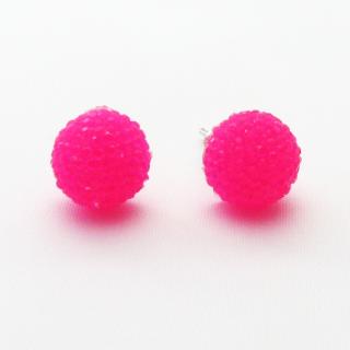Vroubkované kuličky, náušnice, 10mm Barva: Růžová
