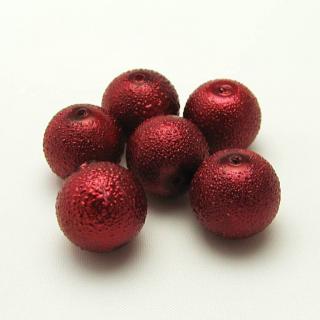 Vroubkované perly, 12mm (6ks/bal) Barva: Červená