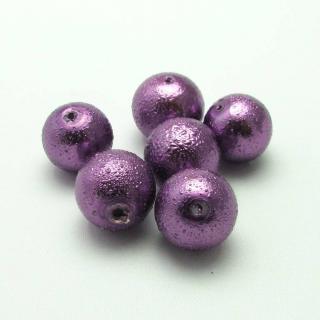 Vroubkované perly, 12mm (6ks/bal) Barva: Fialová