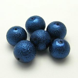 Vroubkované perly, 12mm (6ks/bal) Barva: Modrá