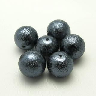 Vroubkované perly, 12mm (6ks/bal) Barva: Šedá